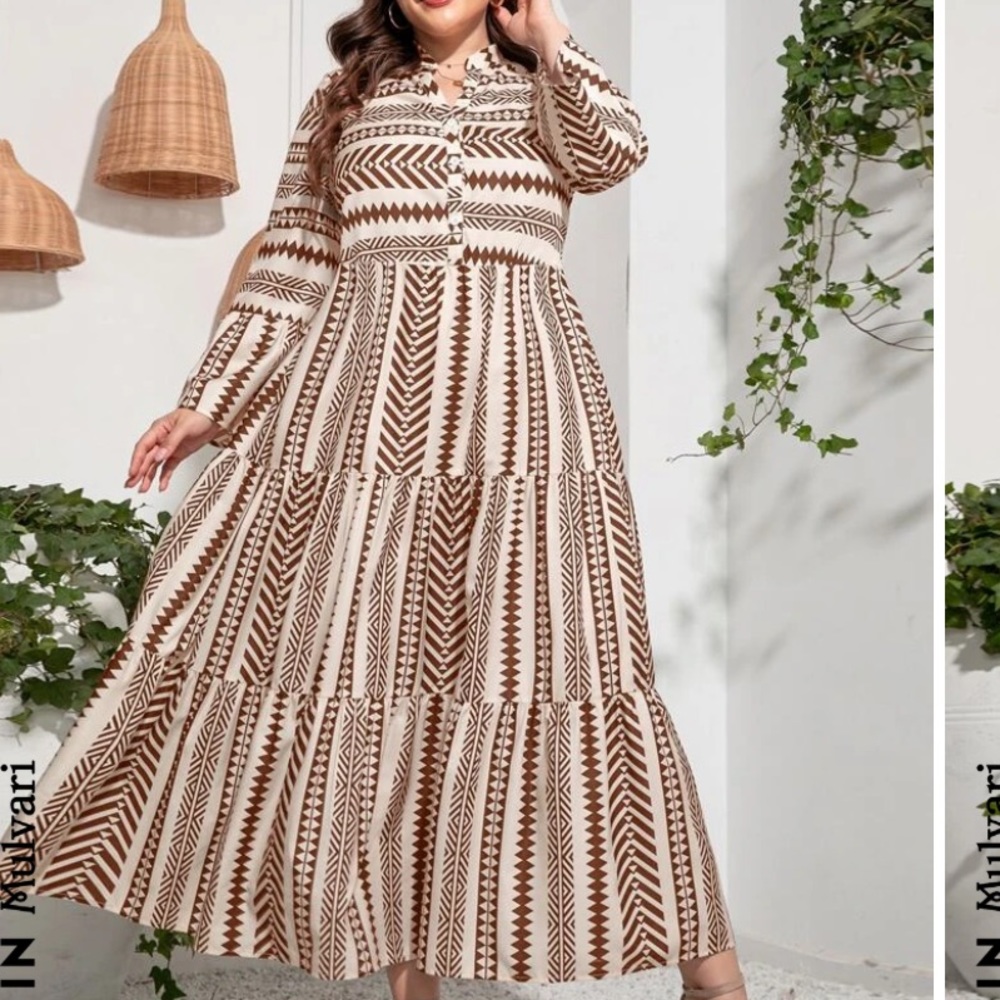 Shein Plus Geo Print Notched Neckline Gorgeous Dress 1X. See images. Must bundle - Picture 5 of 5